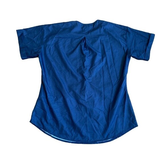 Embroidered Floral Navy Blue Mexican Blouse XXL Cotton V-Neck Short Sleeve - Picture 4 of 4